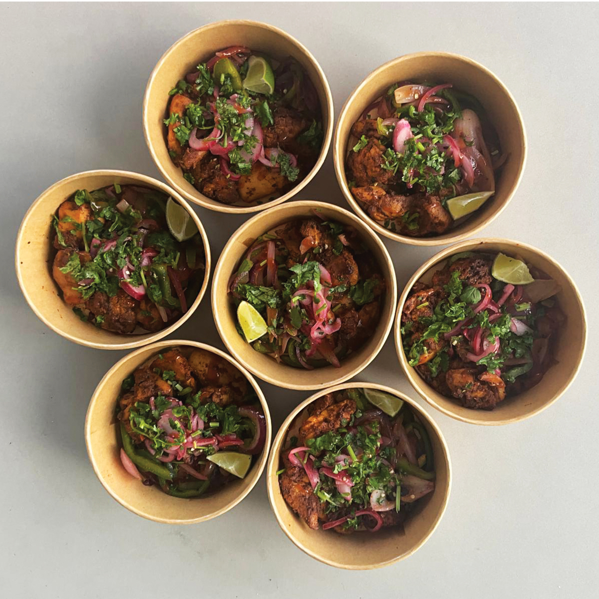 Bowls arranged for sharing