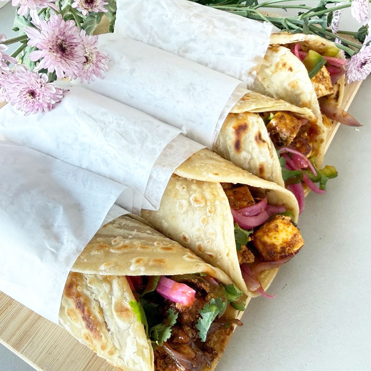Kati rolls styled with flowers